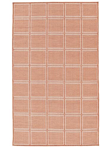 RugVista Rutax, In & Outdoor Teppich, Rechteckig, 97 x 160 cm, Außenteppich, UV-beständig, Wasserabweisend, Allergikerfreundlich, Balkon, Innenhof, Garten und Terrasse, Orange von RugVista