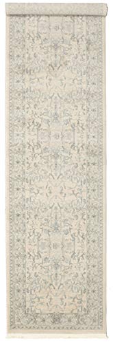 RugVista, Ziegler Manhattan, Teppich, Mittelflor, 80 x 300 cm, Läufer, Orientalischer Teppich, Oeko-Tex Standard 100, Polypropylene, Flur, Schlafzimmer, Küche, Wohnzimmer, Weiss/Beige, Dunkel Beige von RugVista