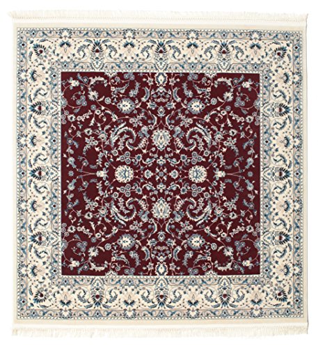 RugVista, Nain Florentine, Teppich, Mittelflor, 150 x 150 cm, Quadratisch, Oeko-Tex Standard 100, Polyester, Flur, Schlafzimmer, Küche, Wohnzimmer, Dunkel Rot, Dunkelrot von RugVista