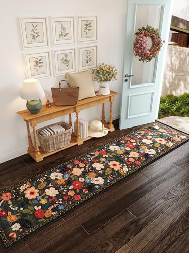 Rugcomf Läufer für Flur, Küche, Waschküche, Schlafzimmer, Badezimmer, rutschfest, 60 x 25 cm lang, waschbar, mit Gummi-Rückseite, weiches Blumenmuster, Teppichläufer für Flur, Küche, Waschküche, Rugcomf Läufer für Flur, Küche, Waschküche, Schlafzimmer, Badezimmer, rutschfest, 60 x 25 cm lang, waschbar, mit Gummi-Rückseite, weiches Blumenmuster, Teppichläufer für Flur, Küche, Waschküche, von Rugcomf