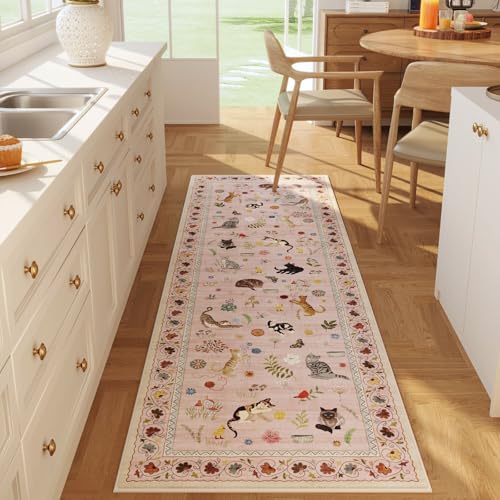 Rugcomf Läufer für Küche, rutschfest, 70 x 200 cm, waschbar, mit Gummi-Rückseite, weiches Blumenmuster, Katzenteppich, Läufer für Küche, Waschküche, Schlafzimmer, Badezimmer, Rosa Rugcomf Läufer für Küche, rutschfest, 70 x 200 cm, waschbar, mit Gummi-Rückseite, weiches Blumenmuster, Katzenteppich, Läufer für Küche, Waschküche, Schlafzimmer, Badezimmer, Rosa von Rugcomf