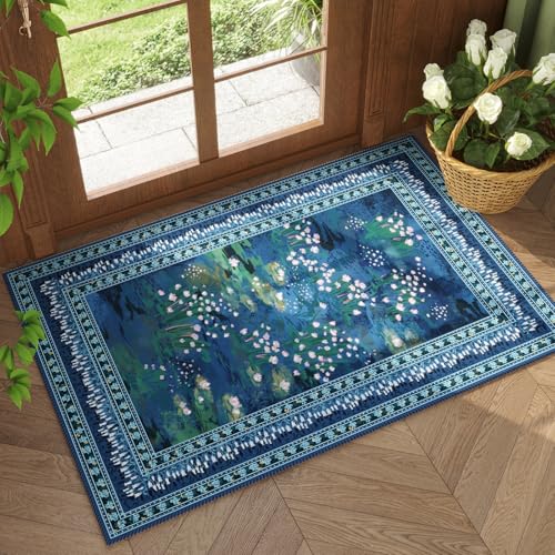 Rugcomf Teppich im Impressionisten-Stil, Vintage-Fußmatte, maschinenwaschbar, kleiner Teppich, rutschfest, niedriger Flor, Überwurf, Teppiche für Eingangsbereich, Küche, Haustür, Inneneingang Rugcomf Teppich im Impressionisten-Stil, Vintage-Fußmatte, maschinenwaschbar, kleiner Teppich, rutschfest, niedriger Flor, Überwurf, Teppiche für Eingangsbereich, Küche, Haustür, Inneneingang von Rugcomf