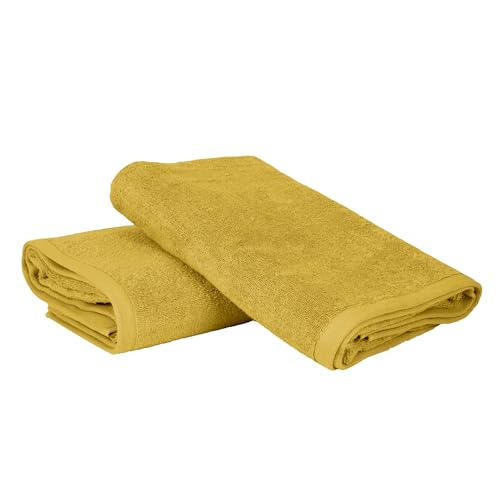 Ruggeri - Set 2 Dusch- und Badetücher 70 x 140 cm - 100% Reine Baumwolle extra weich - Handtuch-Kollektion - Let's Color! (Gelb) von Ruggeri