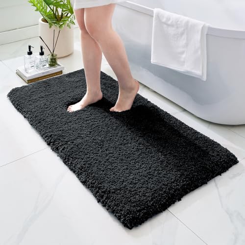 Ruggnovea Badezimmerteppich, schwarz, 61 x 121 cm, maschinenwaschbar, Badematte für Badezimmer, Boden, dick, flauschig, saugfähig, Badteppich für Badewanne, rutschfester Teppich für Dusche Ruggnovea Badezimmerteppich, schwarz, 61 x 121 cm, maschinenwaschbar, Badematte für Badezimmer, Boden, dick, flauschig, saugfähig, Badteppich für Badewanne, rutschfester Teppich für Dusche von Ruggnovea