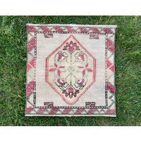 Handgeknüpfter Teppich, Badteppich, Duschvorleger, Türmatte, Kleiner Oushak Outdoor Vintage Teppich von RuginRugs