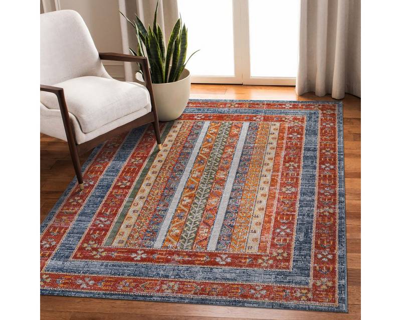 Rugium Teppich Antik 1111 mehrfarbiger moderner Vintage-Teppich, Höhe: 6 mm, rechteckig, Kurzflor, geeignet für Staubsaugerroboter von Rugium