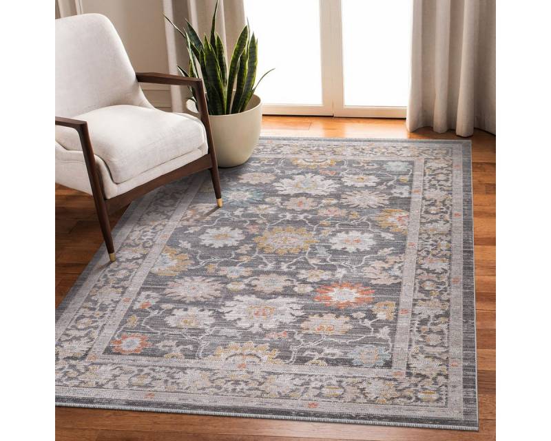 Rugium Teppich Rustik 2223 Vintage-Teppich in Grau mit Blumenmuster, Höhe: 6 mm, rechteckig, Kurzflor, geeignet für Staubsaugerroboter von Rugium
