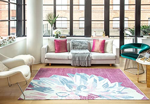 Rugs America Elizabeth Sutton Collection MI35B Teppich, Motiv: Love Dahlie, Blumenmuster, fusselfrei, für Wohnzimmer, Schlafzimmer, Esszimmer, Zuhause, Büro, 200 x 300 cm, Rosa Rugs America Elizabeth Sutton Collection MI35B Teppich, Motiv: Love Dahlie, Blumenmuster, fusselfrei, für Wohnzimmer, Schlafzimmer, Esszimmer, Zuhause, Büro, 200 x 300 cm, Rosa von Rugs America