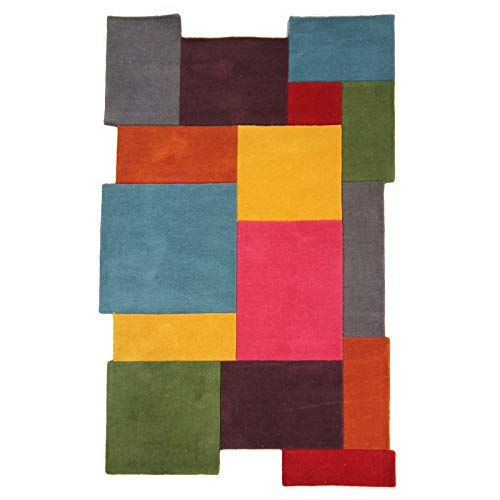 Flair Rugs Teppich, abstrakte Collage, Reine Wolle, handgeschnitzt, Mehrfarbig, 120 x 180 cm von Rugs Direct