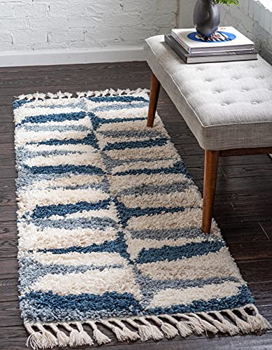 Rugs.com Athena Shag Collection Teppich, 60 x 200 cm, Blau von Rugs.com