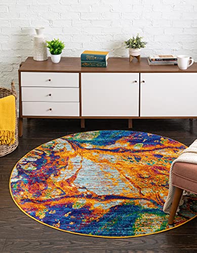 Rugs.com Calypso Collection Teppich, 2,4 m, rund, mittelgroß, perfekt für Küche, Esszimmer von Rugs.com