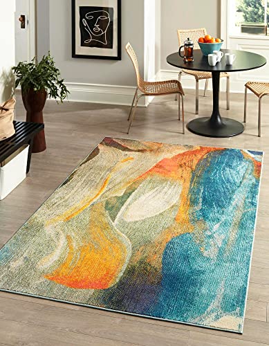Rugs.com Haerfest Collection Teppich, 60 x 90 cm, blau, niedrig, perfekt für Eingänge, Küchen, Frühstücksecken, Akzentstücke von Rugs.com