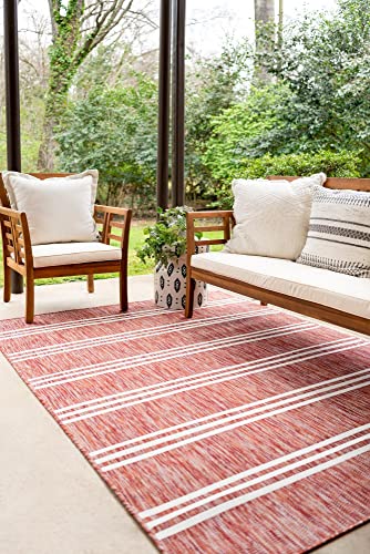 Rugs.com Jill Zarin Outdoor-Kollektion, 60 x 90 cm, rostroter Flachgewebe-Teppich, perfekt für Eingänge, Küchen, Frühstücksecken, Akzentstücke von Rugs.com