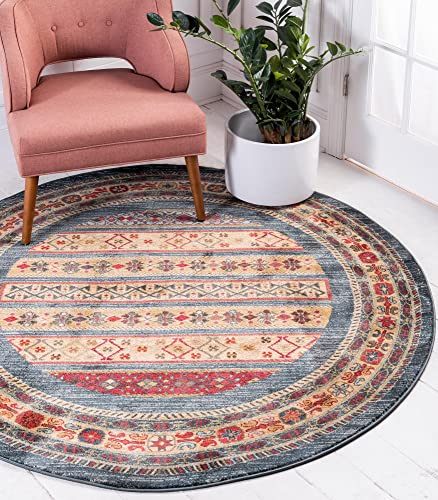 Rugs.com Kashkuli Gabbeh Collection Teppich, rund, blau, mittelgroß, perfekt für Küchen, Esszimmer von Rugs.com