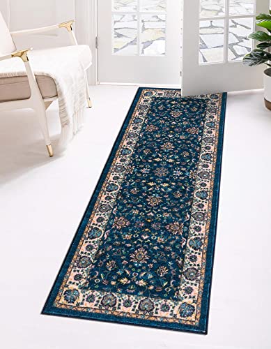 Rugs.com Medina Collection Teppich, 2,4 m, ägyptisches Blau, mittelgroß, perfekt für Flur, Eingangsbereich von Rugs.com