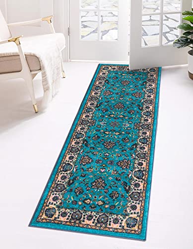 Rugs.com Medina Collection Teppich, 3,5 m, Arctic Aqua Blue, mittelgroß, perfekt für Flur, Eingangsbereich von Rugs.com