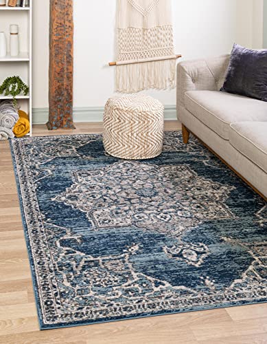Rugs.com Nyla Collection Teppich, 60 x 90 cm, Blau, mittelgroß, perfekt für Eingänge, Küchen, Frühstücksecken, Akzentstücke von Rugs.com