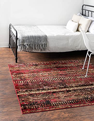 Rugs.com Saturn Collection Teppich, 2,4 m, quadratisch, Burgunderrot, mittelgroß, perfekt für Wohnzimmer, Küche, Eingangsbereich von Rugs.com