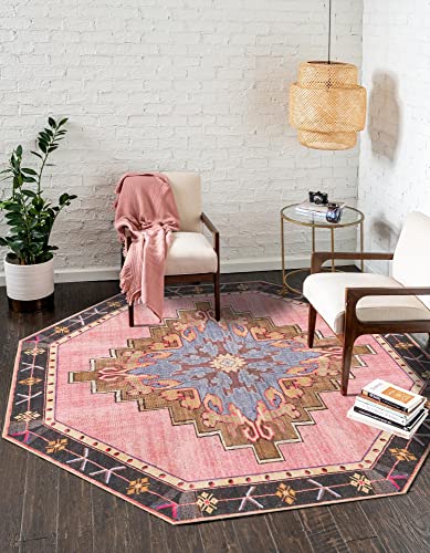 Rugs.com Timeless Collection Teppich, 2,1 m, achteckig, rosa, Flachgewebe, perfekt für Wohnzimmer, Küche, Eingangsbereich von Rugs.com