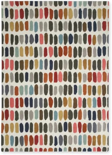 RugsBazaar Handgefertigter Wollteppich mit Kapsel-Design – rutschfeste Unterseite aus natürlicher Baumwolle – rutschfester Teppich für Wohnzimmer und Schlafzimmer (Multi A, 90 x 150 cm) von RugsBazaar