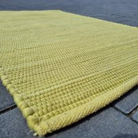 Kleiner Handgewebter Baumwolle Teppich, Badezimmerteppich, Duschteppich, Küchenteppich, Schlafzimmerteppich Grünerteppich Gelberteppich von RugsPavilion