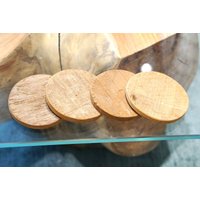 Untersetzer Holz 4Er Set, Für Gläser, Mangholzdeko, Tischdeko Muttertags Geschenk von RugsPavilion