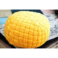 Velvet Pouf, Yellow By Ktd von RugsPavilion