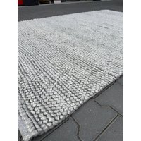 Wool Rug, Grey, 100% Wool, Boho Bohemian, Loop 160x230 cm, Chunky Knit Winter Decoration, Thick Pile Wool Rug, Grey, 100% Wool, Boho Bohemian, Loop 160x230 cm, Chunky Knit Winter Decoration, Thick Pile von RugsPavilion