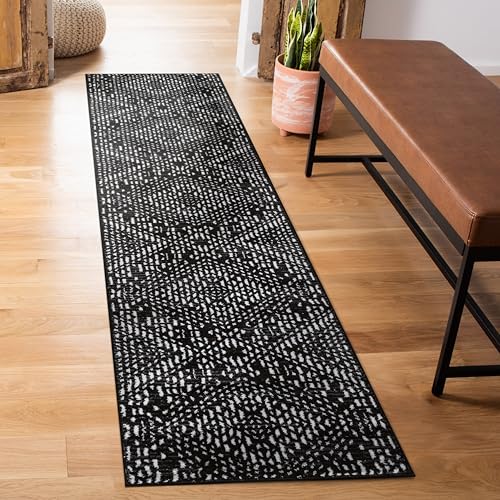 Rugshop Boho-Teppich für Wohnzimmer, Schlafzimmer oder Eingangsbereich, fusselfrei, niedriger Flor, geometrisches Design, 60 x 200 cm, Schwarz Rugshop Boho-Teppich für Wohnzimmer, Schlafzimmer oder Eingangsbereich, fusselfrei, niedriger Flor, geometrisches Design, 60 x 200 cm, Schwarz von Rugshop