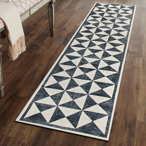 Rugshop Teppich, geometrisch, Rautenmuster, waschbar, rutschfest, 60 x 200 cm, cremefarben von Rugshop