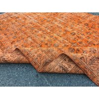 250 X 230 cm Webteppich in Orange Braun, Schlafzimmer Teppich, Esszimmerteppich, R7190F119 von RugsofIstanbul