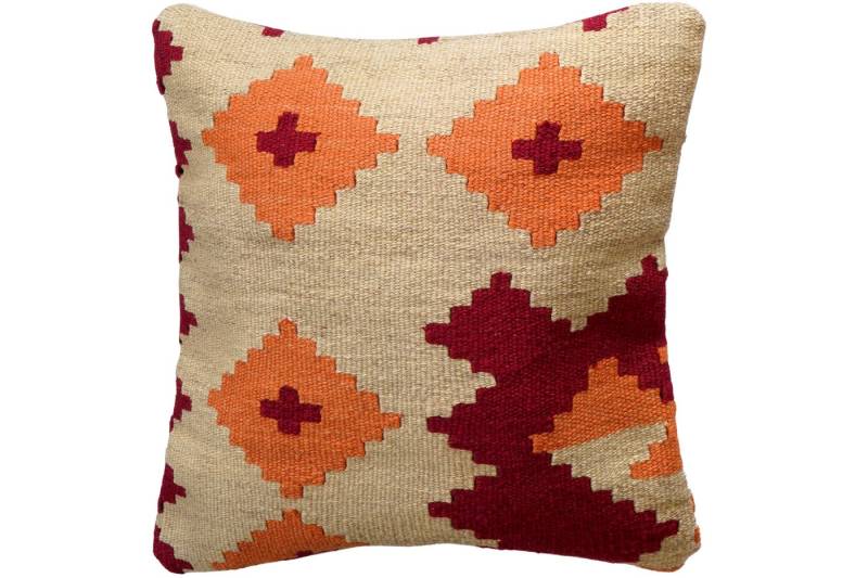 Rugtales Kissenbezüge Kelim Kissen 50x50cm, Handgemachtes Unikat, nachhaltig und fair gefertigt von Rugtales