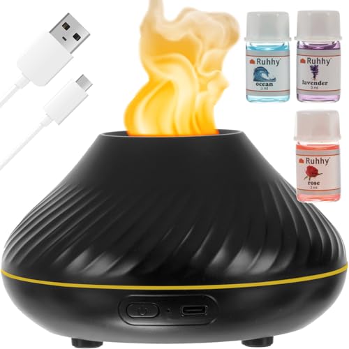 Ruhhy Aroma Diffuser mit Flammen Effekt 130 ml ätherische Öle Raumbefeuchter 22541 von Ruhhy