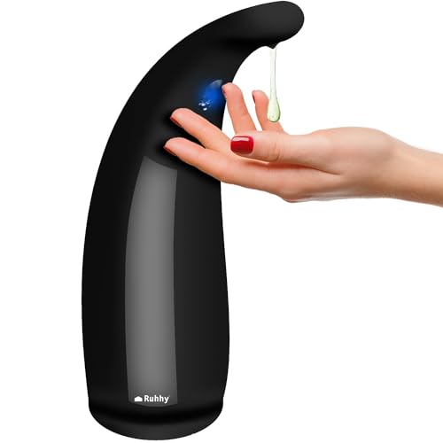 Ruhhy Automatischer Seifenspender No Touch mit Sensor IPX7 Wasserdicht 300 ml Batteriebetrieben Stehend Modern Schwarz 22229 von Ruhhy