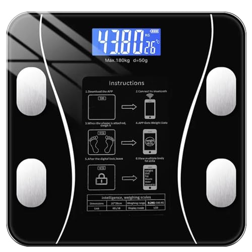 Ruhhy Waage Personen bis 180 kg LCD-Anzeige Bluetooth Elektronisch BT Intelligent - Personenwaage Digital - Hochpräzise Sensoren - Automatische Abschaltung 22525 von Ruhhy