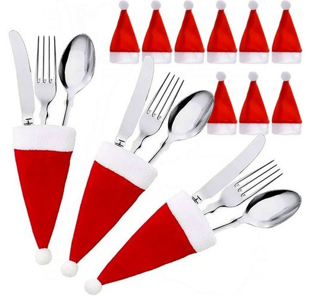Ruhhy Besteckkoffer Besteckhalter Hütchen Weihnachten (12-tlg), 12 Personen, Polyester, macht jede Mahlzeit festlich und einzigartig von Ruhhy