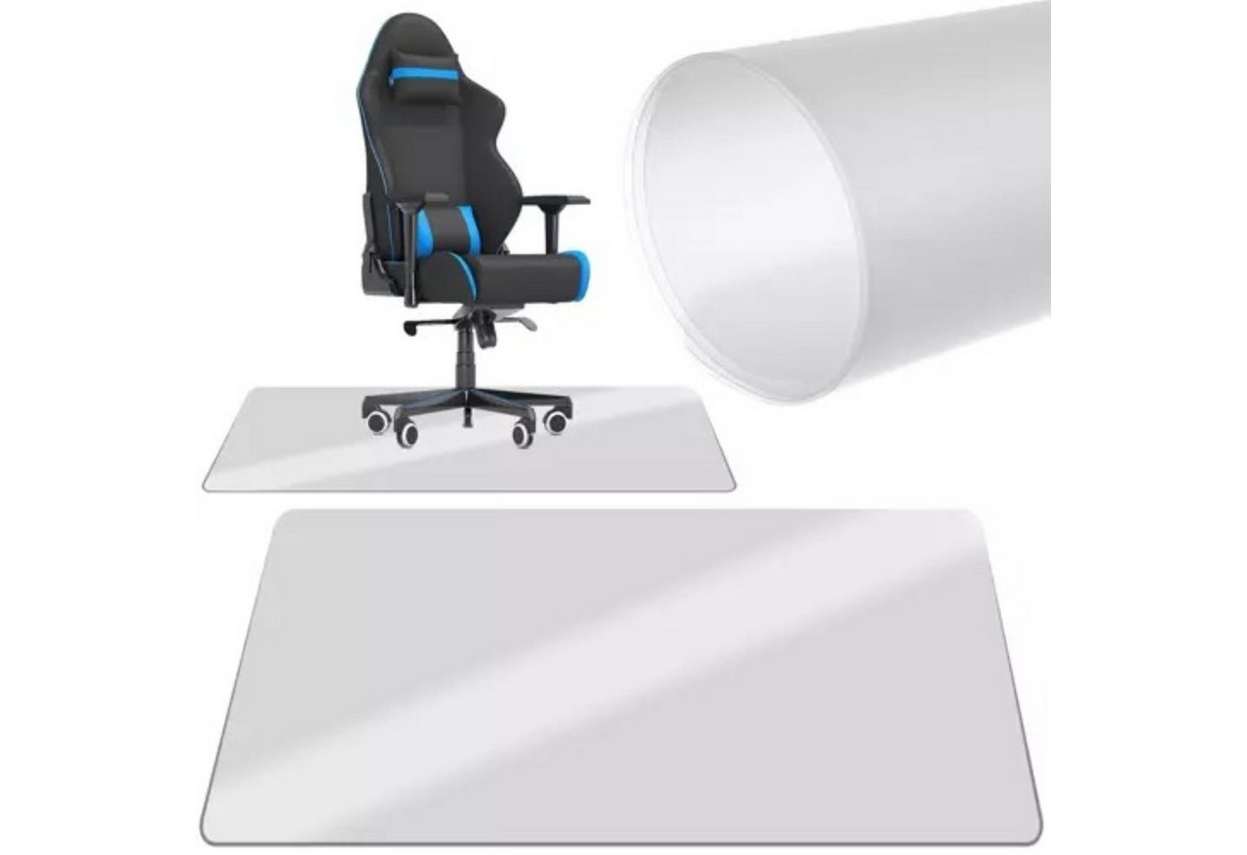 Ruhhy Bodenschutzmatte Milchige Büro Stuhlschutzmatte - 90x130cm, Stuhlschutzmatte-Set, 90x130cm Bodenschutzmatte, Halbtransparentes Design für unauffälligen Bodenschutz von Ruhhy