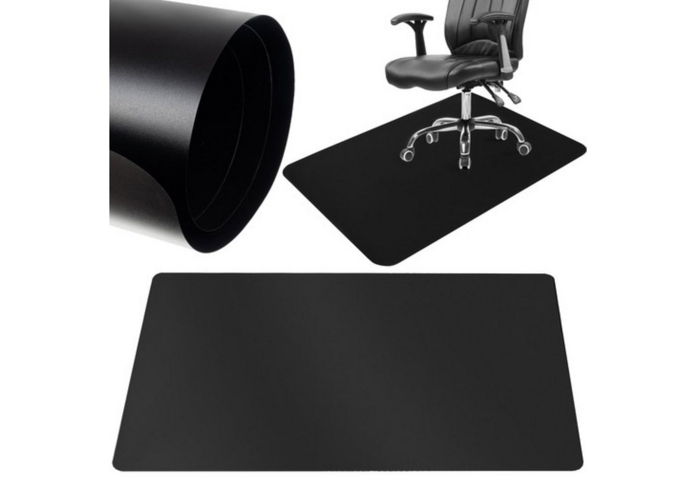 Ruhhy Bodenschutzmatte Schwarze Büro Stuhlschutzmatte - 90x130cm, Stuhlschutzmatte-Set, 90x130cm Bodenschutzmatte, Schwarzes mattes Design für unauffälligen Bodenschutz von Ruhhy