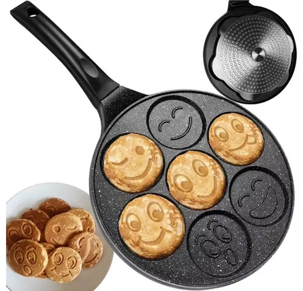 Ruhhy Bratpfanne Eierpfanne Pfannkuchenpfanne, Aluminium (Spar-Set, 1-tlg., Smileypfanne), schnelles und schonendes Braten von bis zu 7 Stücken gleichzeitig von Ruhhy