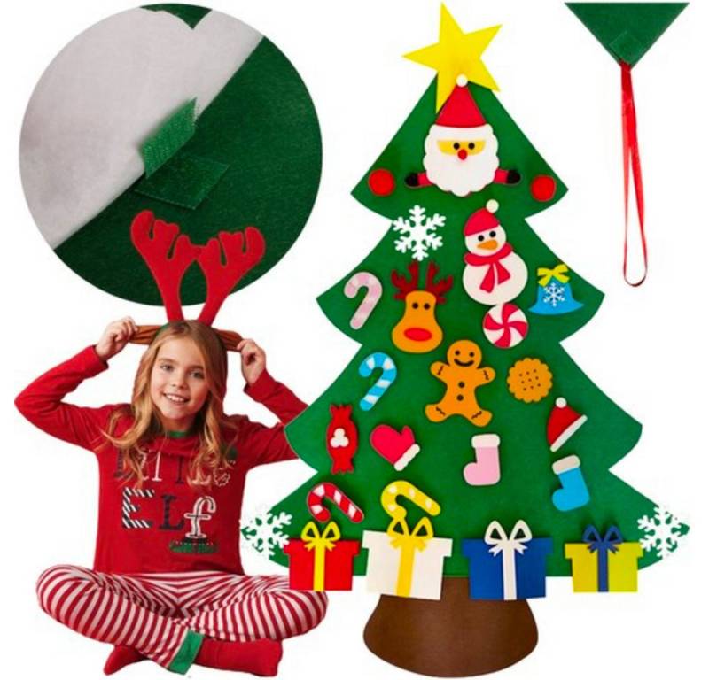 Ruhhy Dekobaum Filz-Weihnachtsbaum Dekoration (Spar-Set, weihnachtlich), Mit rotem Band schnell überall aufgehängt von Ruhhy