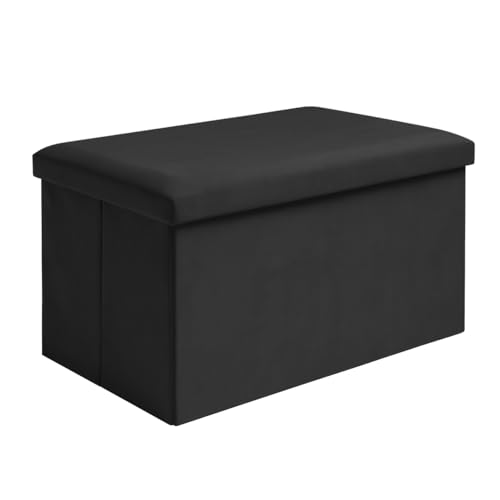 Ruhhy Faltbare Sitzbox 54L – Samt Hocker 60x30x30 cm, Schwarz, Belastbar bis 80 kg – Sitzgelegenheit & Aufbewahrung für Wohnzimmer & Schlafzimmer von Ruhhy