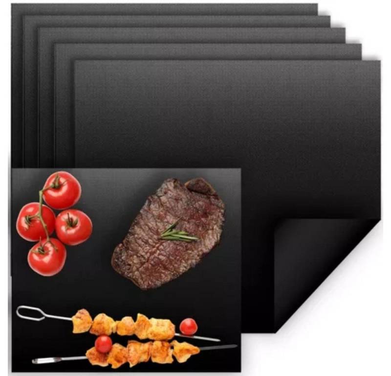 Ruhhy Grillplatte Ofenmatte Grillmatte (Spar-Set, 5-St., wiederverwendbar), temperaturbeständig -200 bis +260 °C und feuerfest von Ruhhy
