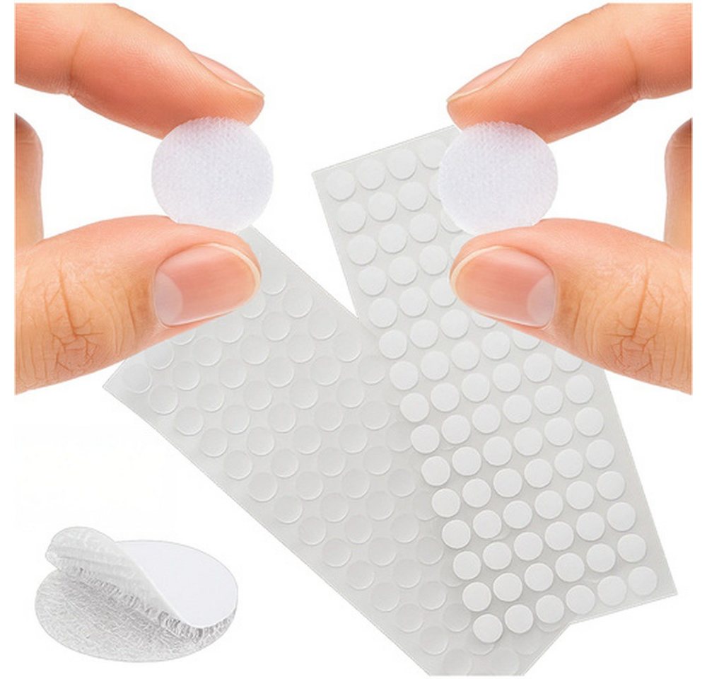 Ruhhy Klett-Klebepad Selbstklebendes Klettband 18 mm (Spar-Set, 500-St., bequeme Befestigung) 250 Haken- und 250 Schlaufenpunkte, leicht anzubringen von Ruhhy