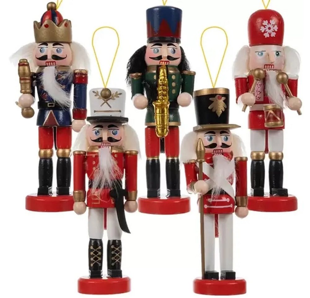 Ruhhy Nussknacker Weihnachtsanhänger Nussknacker Figuren, (Spar-Set, 5-tlg., Holzfiguren), Die 13 cm großen Nussknacker sind aus robustem Holz gefertigt von Ruhhy