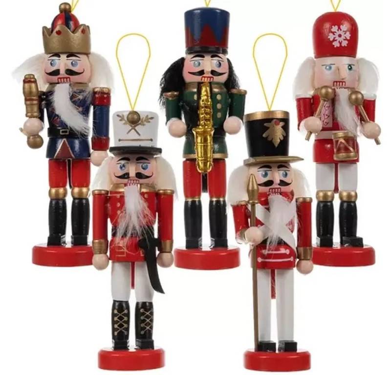 Ruhhy Nussknacker Weihnachtsanhänger Nussknacker Figuren, (Spar-Set, 5-tlg., Holzfiguren), Die 13 cm großen Nussknacker sind aus robustem Holz gefertigt von Ruhhy