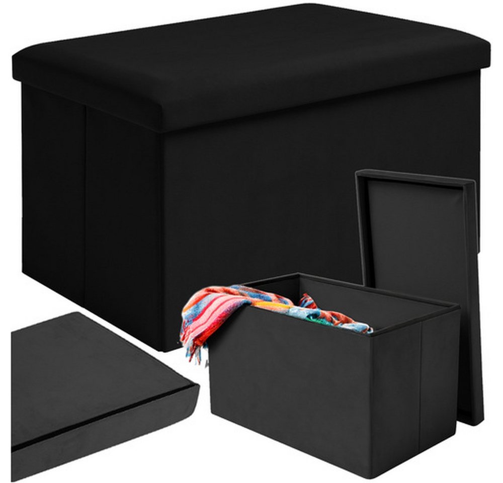 Ruhhy Pouf Hocker Sitzbox Samtpouf (Spar-Set, 1-St., platzsparend), Eleganter Samtpouf mit 54 l Stauraum, ideal für Decken von Ruhhy
