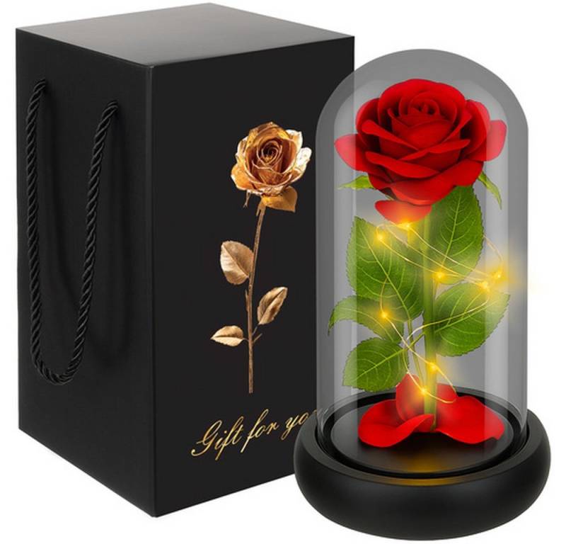 Ruhhy Rose LED Rose im Glas Spar-Set, 1 St., Geschenkbox, warmweiße LEDs umgeben die Rose, erzeugen edle Lichtakzente von Ruhhy