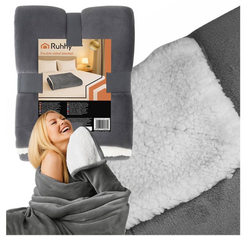 Ruhhy Sommerbettdecke Kuscheldecke Doppelseitige Decke, Füllung: Polyester (Fleece / Lammfelloptik), Bezug: Polyester, Mit 150 × 200 cm ideal zum Einwickeln, Kuscheln oder Teilen von Ruhhy