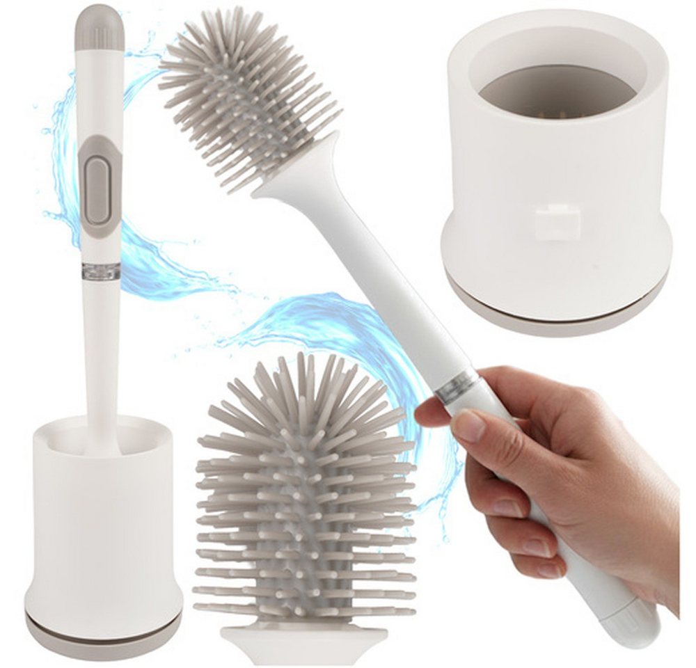 Ruhhy WC-Reinigungsbürste Badezimmerbürste Toilettenbürste, Fliesen, Wand, (Spar-Set, hygienisch), belüfteter Behälter mit Tropfschale ermöglicht schnelles Trocknen von Ruhhy