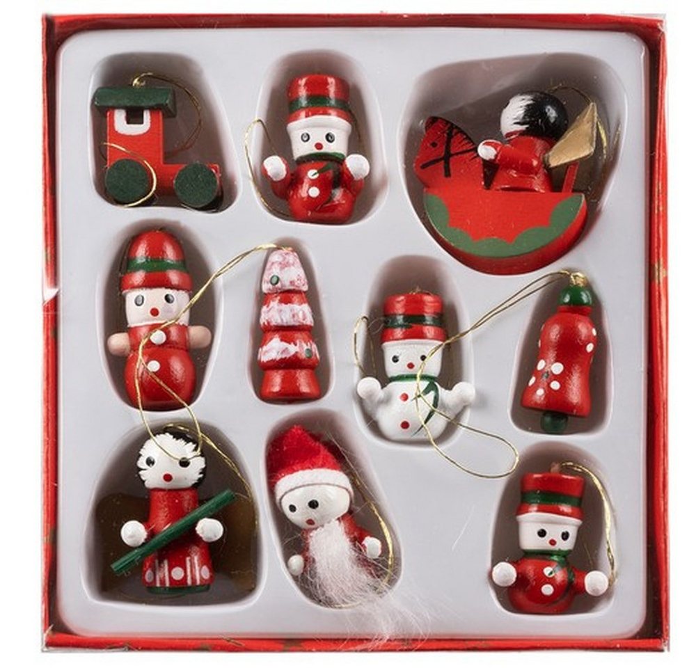 Ruhhy Weihnachtsbaumkugel Holzanhänger Weihnachtskugeln (10 St), weihnachtlichen Motiven wie Stern, Glocke oder Weihnachtsmann von Ruhhy